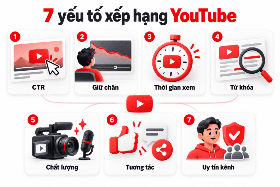 7 yếu tố xếp hạng trong Youtube