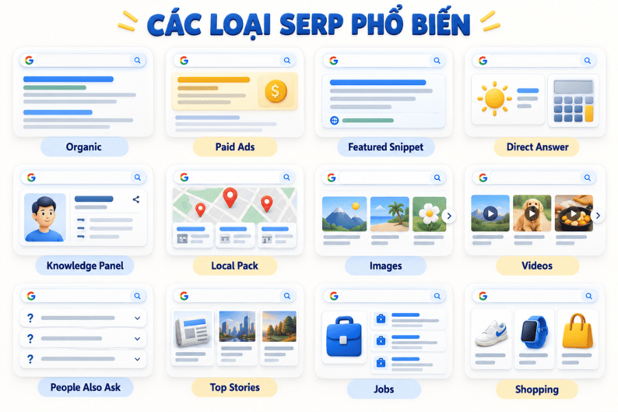 Các loại SERP phổ biến