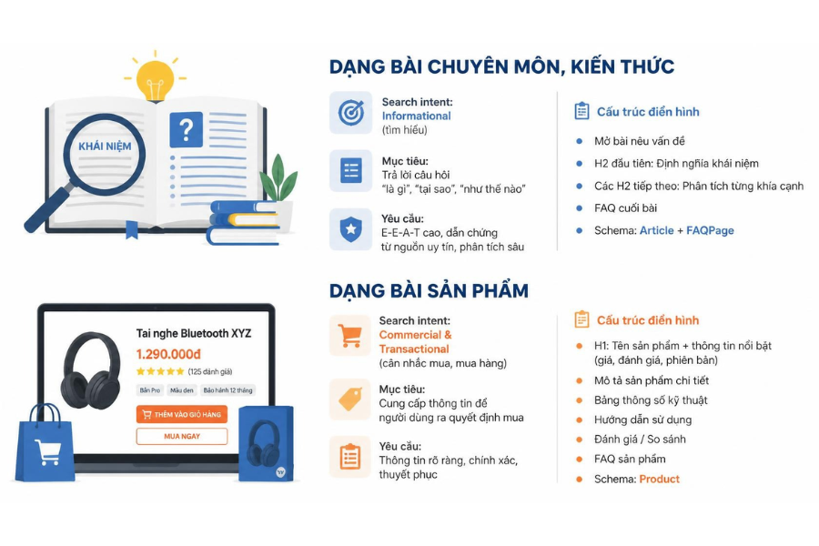 Mẫu bài viết chuẩn SEO theo dạng nội dung thường gặp