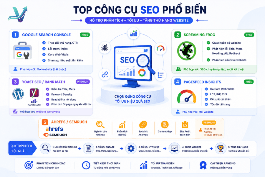 Top các công cụ hỗ trợ tối ưu SEO