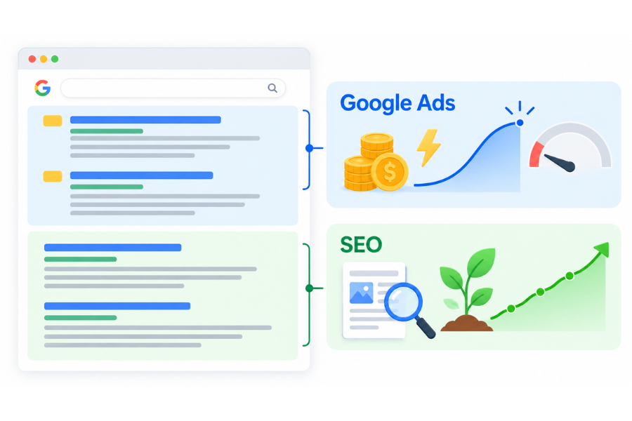 Sự khác nhau giữa Google ads và SEO