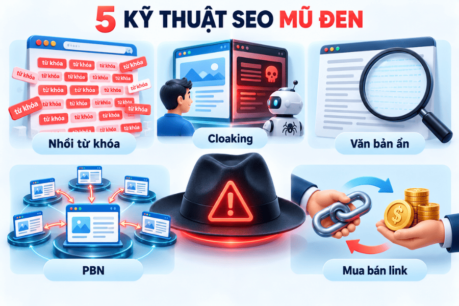 5 kĩ thuật SEO mũ đen phổ biến cần nhận diện